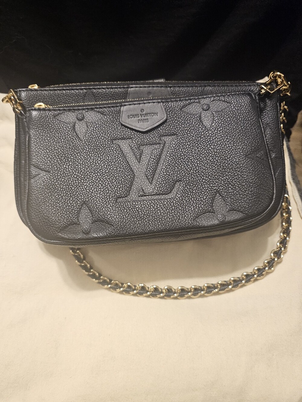 Louis Vuitton Black Multi Pochette Accessoires In Black Emprient Leather
